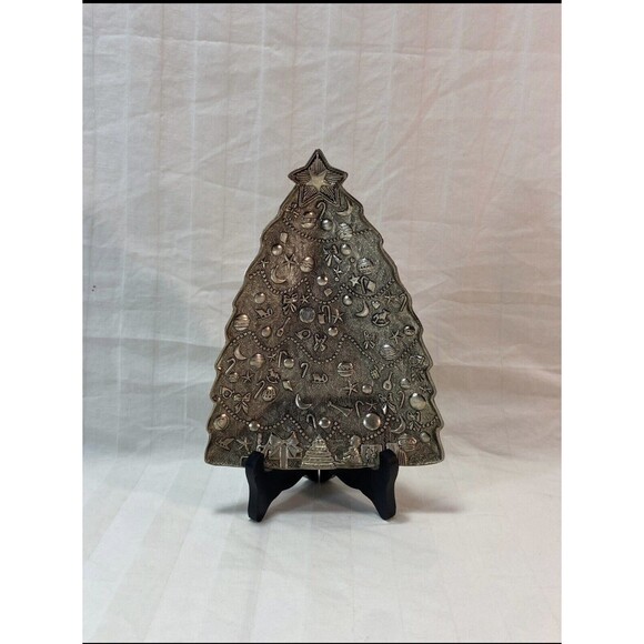 Christmas Tree Nut Dish Antique International Silver Company - Picture 1 of 5